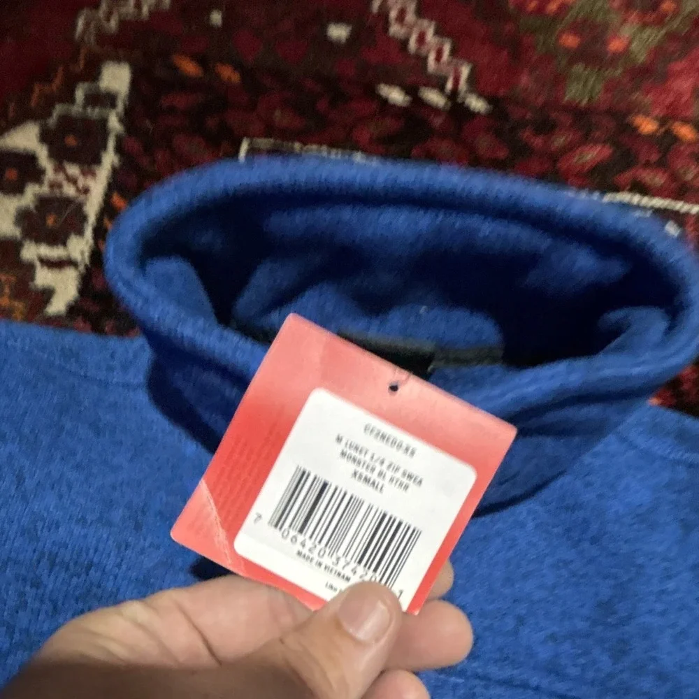The North Face Men's Blue Fleece 1/4 Zip Mock Neck Pullover Sweatshirt XS